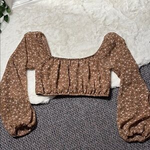 Forever 21 Floral Brown Women's Top